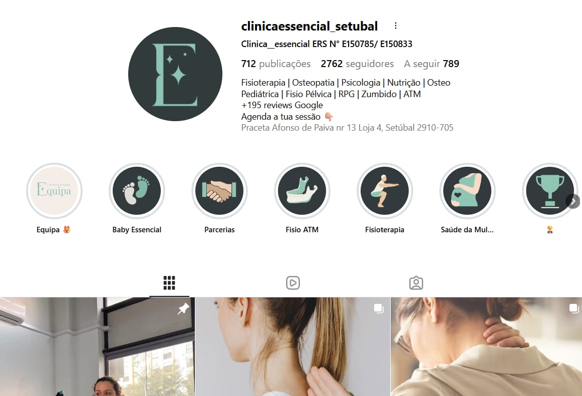 Perfil Instagram da Clínica Essencial